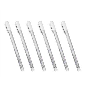 Gel Blanc 6 Pack - Stylo à Bille à Encre Blanche 0.8mm - Pointe Fine pour Artistes