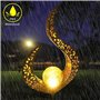 Lot de 2 lampes solaires d'extérieur en métal creux - LED décoratives - Lampe solaire d'extérieur - Torche solaire - IP65 - Déco