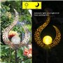Lot de 2 lampes solaires d'extérieur en métal creux - LED décoratives - Lampe solaire d'extérieur - Torche solaire - IP65 - Déco