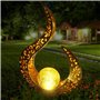 Lot de 2 lampes solaires d'extérieur en métal creux - LED décoratives - Lampe solaire d'extérieur - Torche solaire - IP65 - Déco