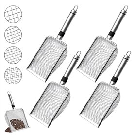 Lot de 4 tamis de jardin en acier inoxydable - Avec poignée - Ronds - Pour le jardinage