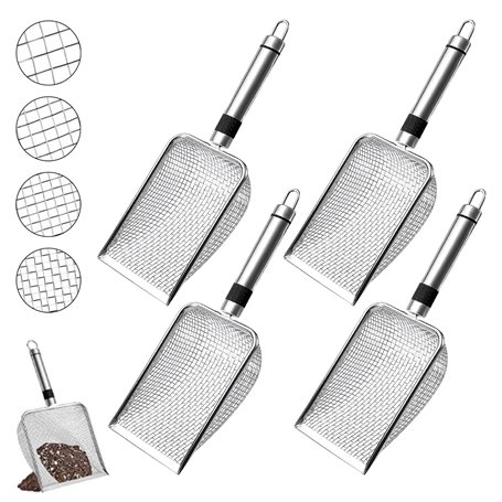 Lot de 4 tamis de jardin en acier inoxydable - Avec poignée - Ronds - Pour le jardinage