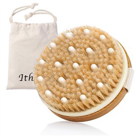 Ithyes Brosse pour le corps La brosse exfoliante La brosse de bain à poils naturels pour éliminer les toxines cellulites de la p