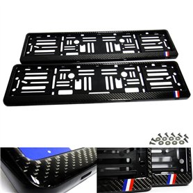 RZG Lot de 2 Supports de Plaque d'immatriculation en Fibre de Carbone véritable Noir France