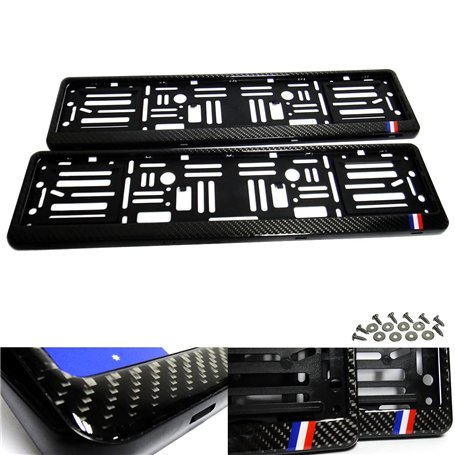RZG Lot de 2 Supports de Plaque d'immatriculation en Fibre de Carbone véritable Noir France