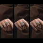 Auriselle Bague Homme Réglable Géométrique Dent de Diable Casque Vintage Viking Rétro Bague ouverte et fermée Bague de Pouce Got