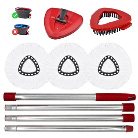 Tête de Balai rotative et Accessoires de Rechange Compatible Vileda Turbo Microfibre 2 têtes Microfibres+1poignée+1base+1brosse