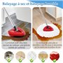 Tête de Balai rotative et Accessoires de Rechange Compatible Vileda Turbo Microfibre 2 têtes Microfibres+1poignée+1base+1brosse 