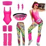Uirheurd Tenue des Années 80 et 90 pour Femme - Accessoires Inclus: Bandeaux