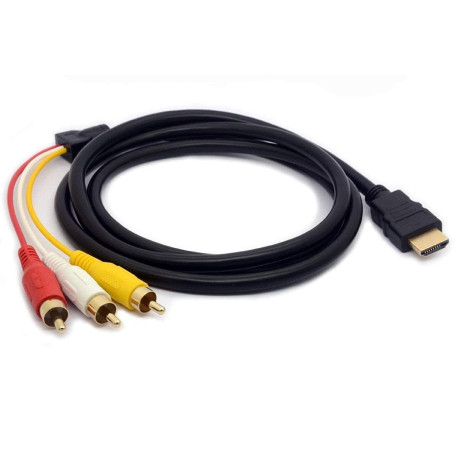 Tomost Câble HDMI mâle vers câble audio vidéo 3 RCA AV adaptateur code d'extension pour HDTV DVD 1080P et la plupart des project