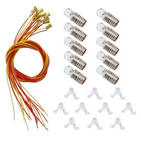 E505WMT Lot de 10 ampoules LED à vis et socle E5 E5.5 12 V-14 V Blanc chaud