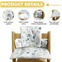 GOEDCH Coussin Anti-Dérapant pour Chaise Haute Bébé: Housses Remplaçables Design Mignon en Coton Respirant, Lavable, Compatible 