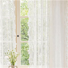 Lot De 2 Rideaux en Dentelle Florale Blanche