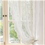 Lot De 2 Rideaux en Dentelle Florale Blanche, Toatelu Rideau en Tulle Blanc avec Broderie Florale, Rideau Dentelle
