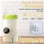 GOEDCH Chauffe-biberon pour bébé : couleur crème Chauffe-biberon bébé en déplacement, portable, 6 températures réglables 38-50 °