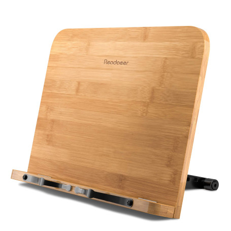 Readaeer Support de Lecture Portable pour Livre de Cuisine et Bureau en Bambou Pliable