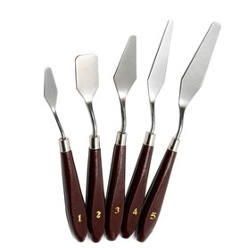 Lot de 5 spatules en acier inoxydable pour peinture à l'huile Palette Couteau Peinture Grattoir Peinture Art Inoxydable Palette