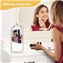 PBUSPU 360° Organisateur Maquillage Rotatif, Organisateur de Brosse de Maquillage Transparent Anti-poussière, 3 Compartiments, p
