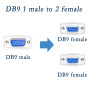 PNGKNYOCN DB9 Câble répartiteur de type Y 1 mâle vers 2 femelles Adaptateur répartiteur série Rs232 Câble droit pour connecter d