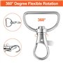 Firschoie Lot de 30 Fermoirs Mousquetons Pivotants, Porte-clés Homard(Largeur intérieure 25 mm) Anneau fendu de type D, Boucle d