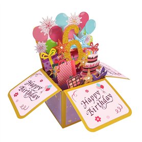 Carte pop-up « Happy 6th Birthday 6 ans » pour fille