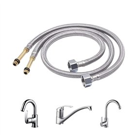 Tuyaux de Raccordement Flexible Monobloc Tuyau Tressé M10 x 1/2 '' BSP 60cm Tuyaux d'arrivée d'eau Tuyau Flexible Robinet Lavabo
