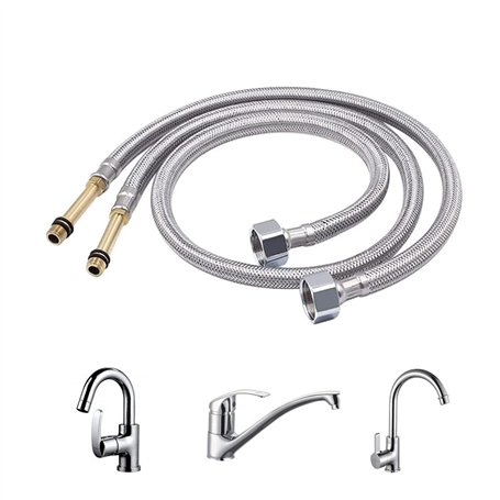 Tuyaux de Raccordement Flexible Monobloc Tuyau Tressé M10 x 1/2 '' BSP 60cm Tuyaux d'arrivée d'eau Tuyau Flexible Robinet Lavabo