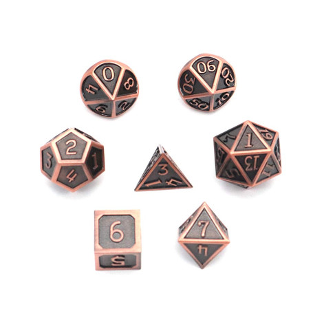 DollaTek 7PCS Jeu de dés en métal Jeu DND Jeu de dés en métal Solide polyédrique D&D avec Sac de Rangement et Alliage de Zinc av