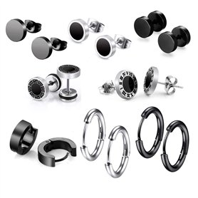 8 Paire Hommes inoxydable Boucles d'oreilles en acier