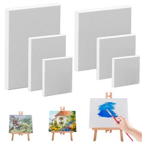 KLYNGTSK 6 PCS Toile à Peindre Vierge Cadre Toile Peinture 6 Tailles Panneau de Toile à Peindre Blanche Toile Vierge d'Artiste T