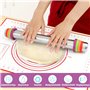 QOUBNIC Rouleau à Pâtisserie en Acier Inoxydable, 43.2cm Rouleau à Pâtisserie Antiadhésif Anneaux Réglables (2-8 mm) Tapis Silic