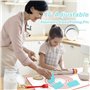 QOUBNIC Rouleau à Pâtisserie en Acier Inoxydable, 43.2cm Rouleau à Pâtisserie Antiadhésif Anneaux Réglables (2-8 mm) Tapis Silic