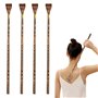 PRITOK Lot de 4 gratte-dos en bois : 17 pouces masseur long gratte-dos gratte-main gratte-dos manuel appareil de massage du dos