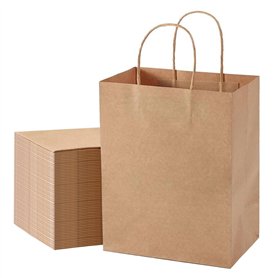 Sac en Papier Kraft Vintage - 30 Pièces Sac Pochette Cadeau avec Poignée - 27 x 21 x 11 cm