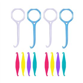 HRASY Lot de 12 outils de retrait d'alignement et élastiques dentaires en caoutchouc pour appareils dentaires Bleu et blanc