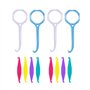 HRASY Lot de 12 outils de retrait d'alignement et élastiques dentaires en caoutchouc pour appareils dentaires Bleu et blanc