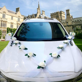 Décoration de Voiture de Mariage Blanche