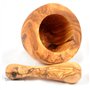 BeldiNest Mortier et pilon plat en bois d'olivier - 1 l - Bois naturel poli