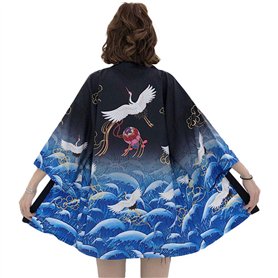 G-LIKE Kimono japonais d'été - Vêtement traditionnel Haori en plumes - Robe de surveste solaire - Style antique - Chemise de nui