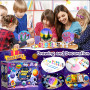 NLMWTI 2 en 1 Kit Peinture Enfant avec Lampe de Lune, Veilleuse 3D avec Figurines Spatiales, Kit D'artisanat Créatifs Cadeau Fil