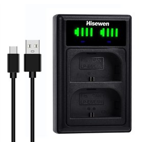 LP-E6/LP-E6N Chargeur de Batterie USB Double pour Canon B-LPE6/LP-E6N Batterie sur EOS R7 R 90D 80D 70D 60D 6D Mark II 7D Mark I