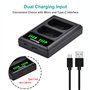 LP-E6/LP-E6N Chargeur de Batterie USB Double pour Canon B-LPE6/LP-E6N Batterie sur EOS R7 R 90D 80D 70D 60D 6D Mark II 7D Mark I
