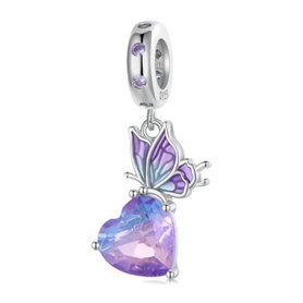 YaShuo Breloque tortue en argent sterling pour bracelets Pandora (papillon violet) (S3696)