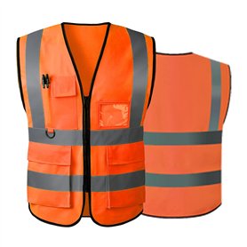 Gilet de sécurité réfléchissant haute visibilité avec poches zippées sur le devant - Conforme aux normes ANSI/ISEA