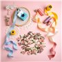 Lot de 100 mini roses multicolores de 15 mm avec nœuds en ruban de satin pour loisirs créatifs, accessoires de mariage, décorati