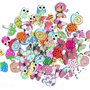 100 Pcs Boutons Colorés Petits Boutons en Bois Colorés Tailles Assorties Coloré avec 2 Trous Forme Animale pour