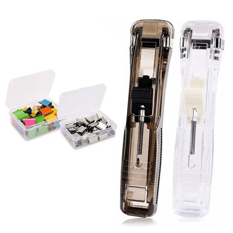 2Pcs Distributeur à Pinces Push Stapler Distributeur de Clips Portable Distributeurs de Trombones Creative Stapler Clam Clip pou