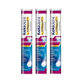 Kukident Lot de 3 pastilles de nettoyage pour dents professionnelles Blanc