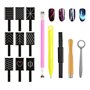 MINZHI Lot de 14 outils magnétiques pour ongles - Outil magique pour ongles - Stylo magnétique pour nail art - 3D - Utilisation
