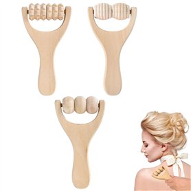 BOBOZHONG 3Pcs Rouleau Massage en Bois - Outil Massage Corps pour Dos